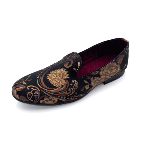Slipper Satin Negro/Cobre Flores