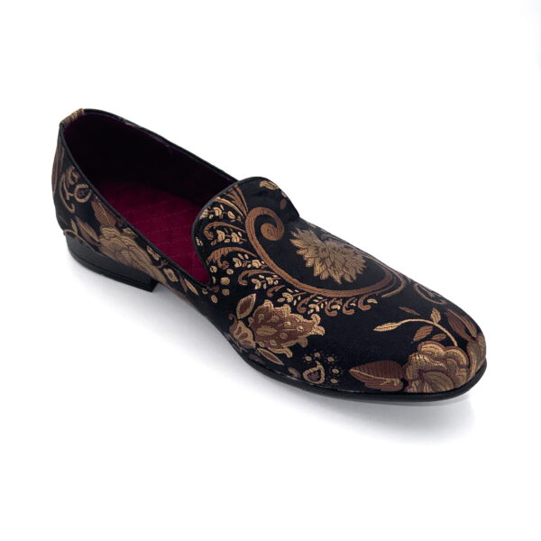 Slipper Satin Negro/Cobre Flores - Image 2