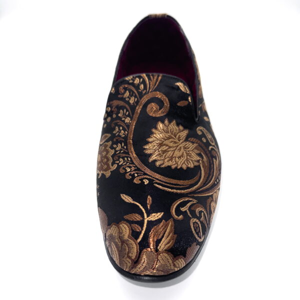 Slipper Satin Negro/Cobre Flores - Image 4