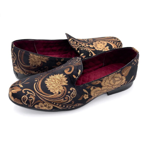 Slipper Satin Negro/Cobre Flores - Image 7
