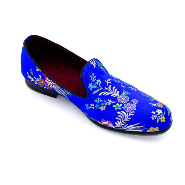 Slipper Satin Azul Flores - Image 2