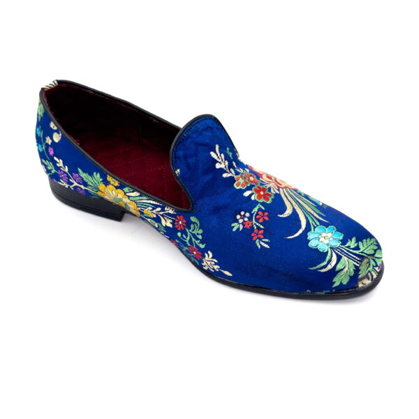 Slipper Satin Navy Flores - Image 3