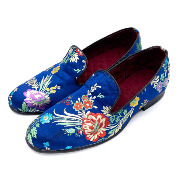Slipper Satin Navy Flores - Image 2