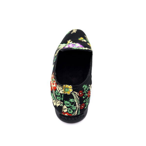 Slipper Satin Negro Flores - Image 3