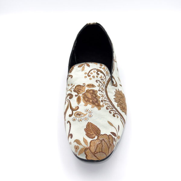 Slipper Satin Blanco/Gold Flores - Image 4